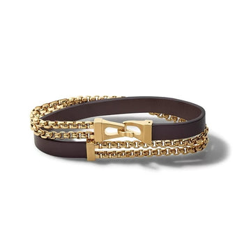 BULOVA CLASSIC BROWN LEATHER DOUBLE WRAPP BRACELET J97B002M